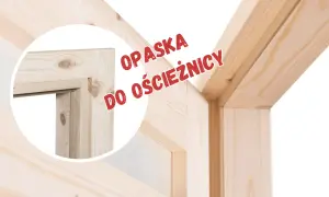 Drewniana opaska do drzwi, widoczna na zbliżeniu, podkreśla naturalne piękno drewna i stanowi estetyczne wykończenie ościeżnicy.